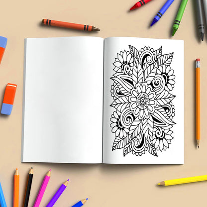 Floral Tangles – Flowers Zentangle Coloring Pages – 48 Pages – Abstract, Relaxing, Intricate Line Art – For Adults