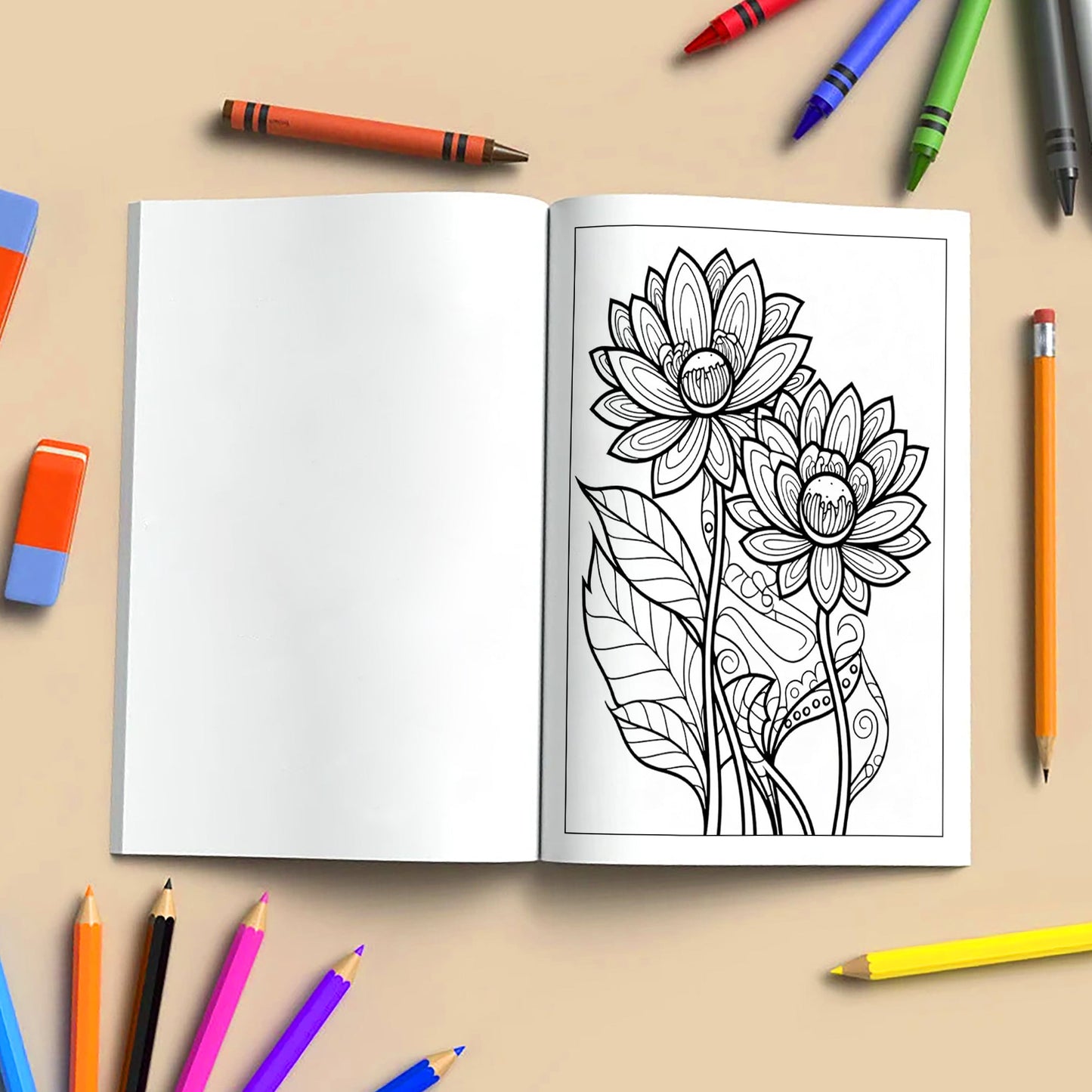 Zentangle Bloom Coloring Pages – 48 Pages – Detailed Floral Art – For Adults