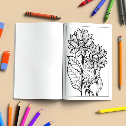 Zentangle Bloom Coloring Pages – 48 Pages – Detailed Floral Art – For Adults