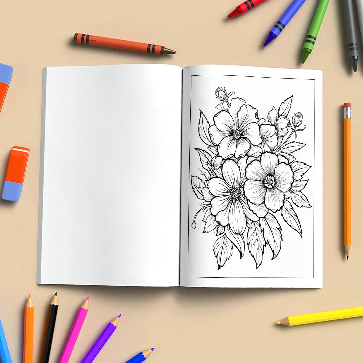 Floral Charm Coloring Pages – 48 Elegant Flower Designs for Adults