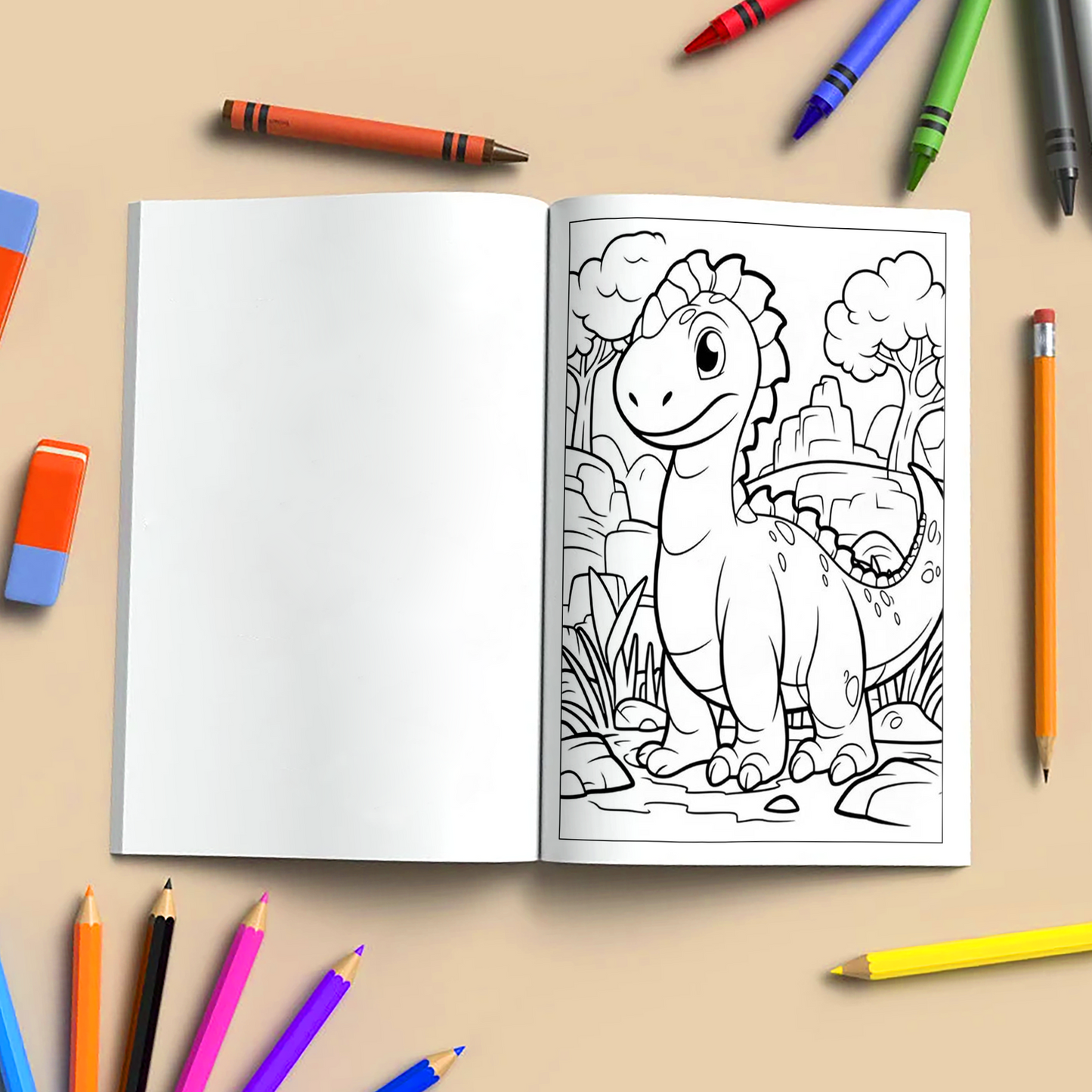 Tiny Dino Friends Coloring Pages – 48 Cute, Smiling, Beginner-Friendly Dinosaurs – For Kids