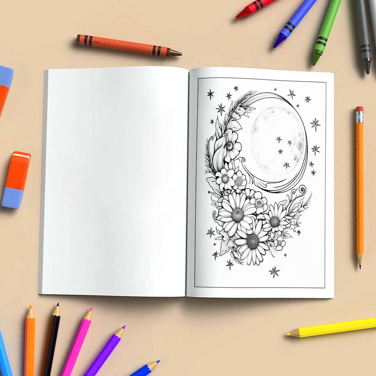 Moonlit Garden Dreams Coloring Pages – 48 Floral & Celestial Designs for Adults