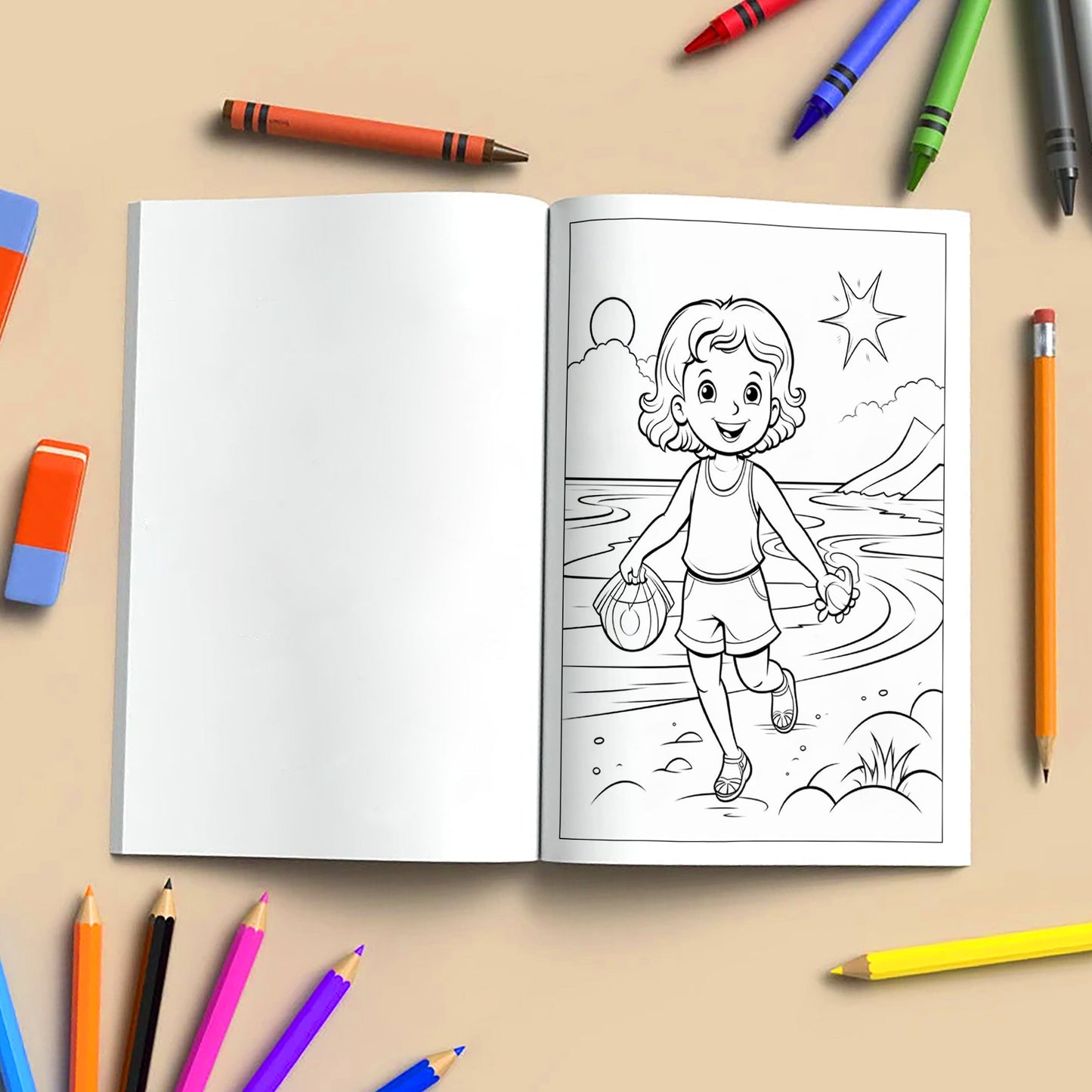 Little Explorers in Hawaii Coloring Pages – 48 Tropical Beach Scenes for Kids