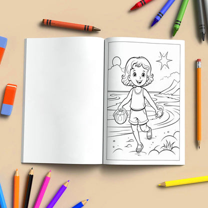 Little Explorers in Hawaii Coloring Pages – 48 Tropical Beach Scenes for Kids
