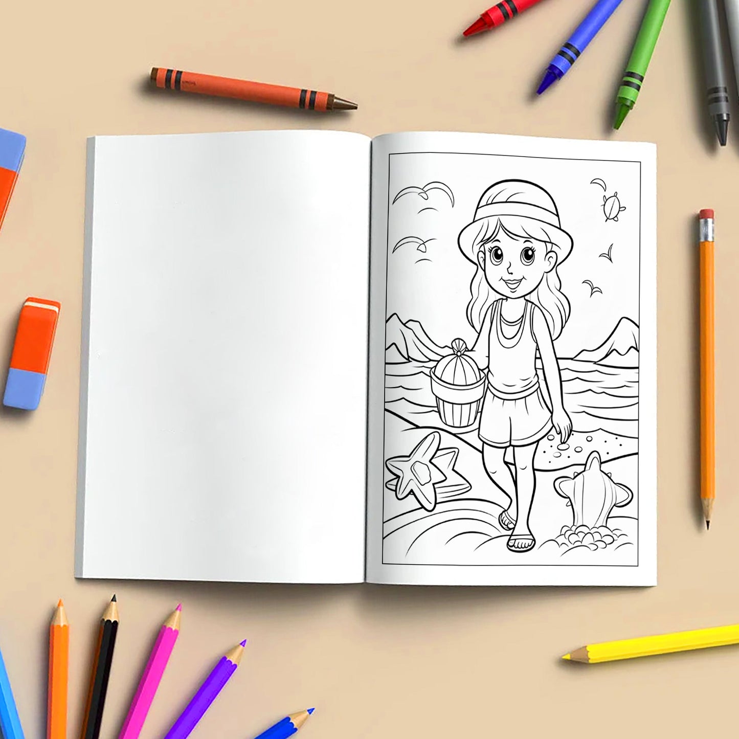 Aloha Beach Fun Coloring Page – 48 Pages – For Kids