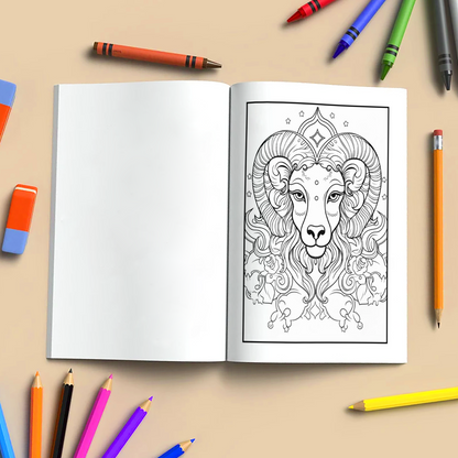 Starlit Zodiac Mandalas – Zodiac Coloring Pages – 48 Pages – Cosmic Patterns, Horoscope Magic – For Adults