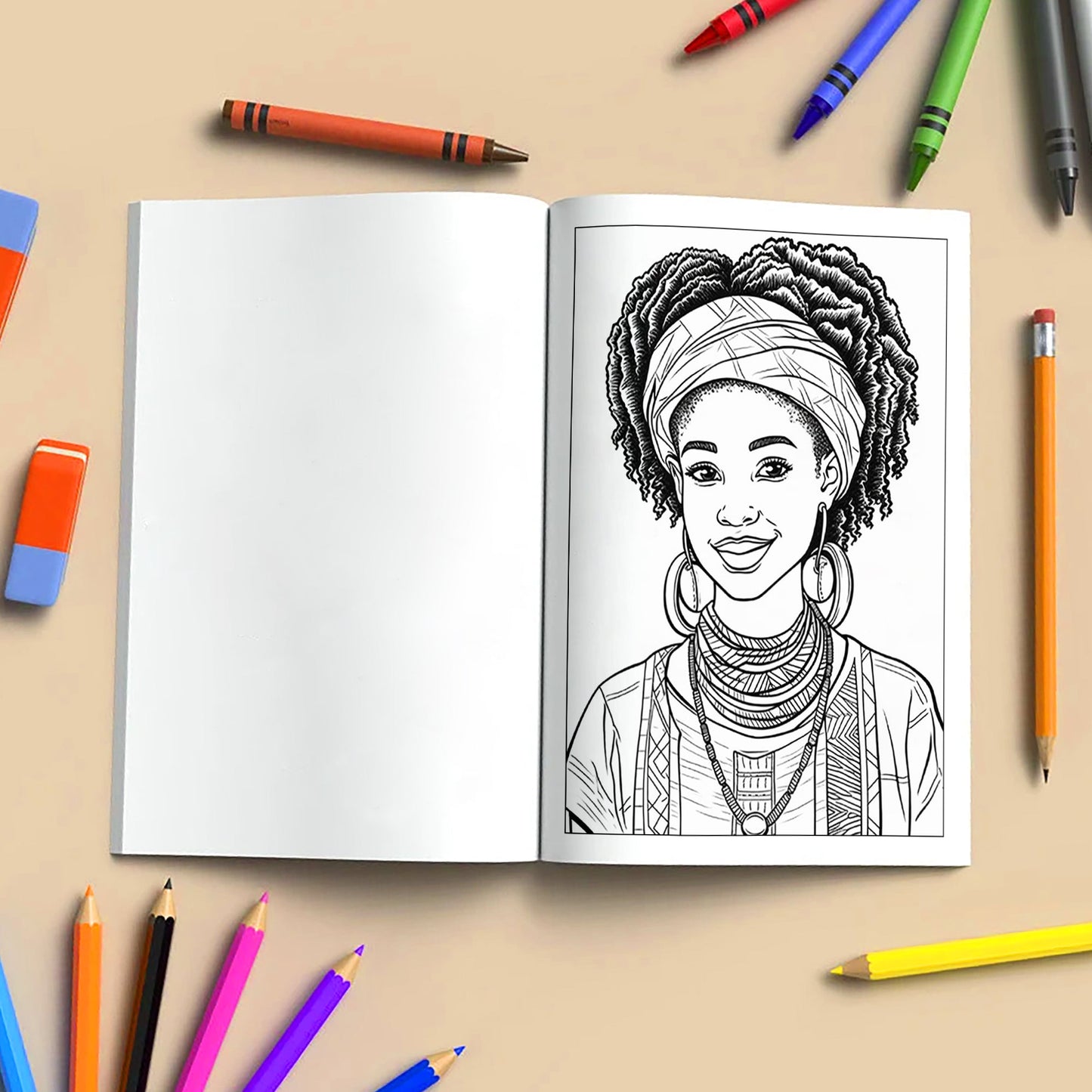 Black Beauty Blooms Coloring Pages – 48 Elegant Portraits of Black Girls for Adults