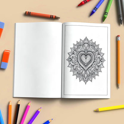 Heartful Blossoms Coloring Pages – 48 Mandala Flower Hearts for Adults