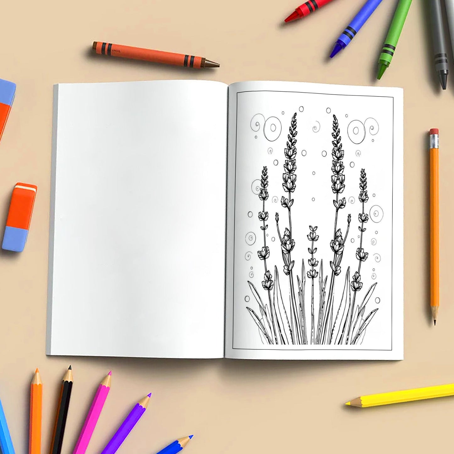 Serene Petal Patterns – Flower Coloring Pages – 48 Pages – Gentle Blooms with Elegant Waves, Circles & Light Motifs – For Adults