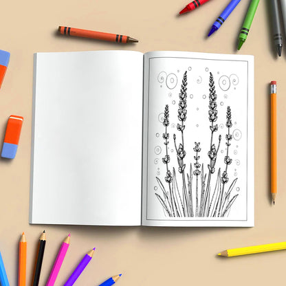 Serene Petal Patterns – Flower Coloring Pages – 48 Pages – Gentle Blooms with Elegant Waves, Circles & Light Motifs – For Adults