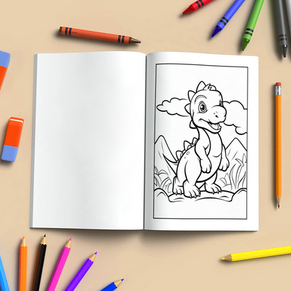 Baby Dinos at Play Coloring Pages – 48 Adorable Prehistoric Moments – For Kids