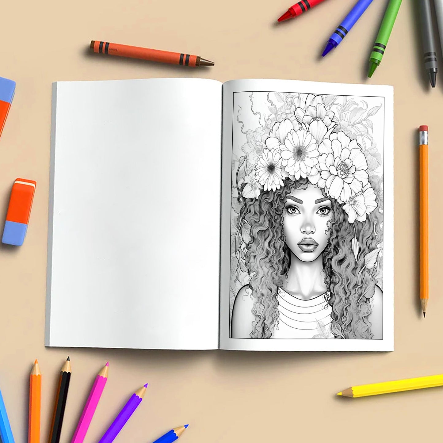 Crowned Beauty Coloring Pages – 48 Stunning Afro Woman Portraits for Adults