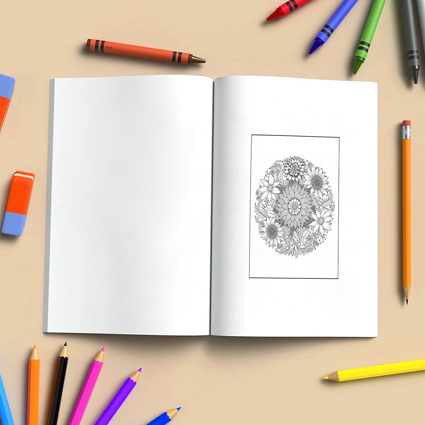 Radiant Blooms Coloring Pages – 48 Pages – Floral Mandala Patterns, Garden Flowers – For Adults