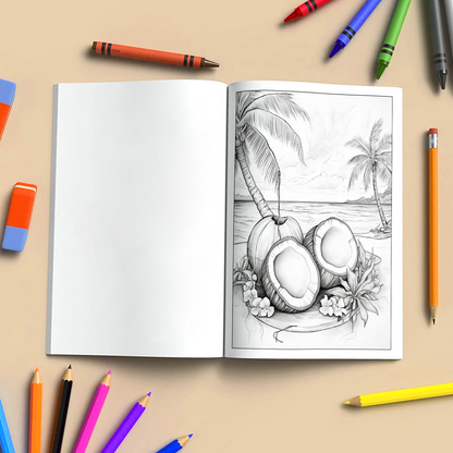 Coconut Dreams Hawaii Coloring Pages – 48 Tropical Beach Scenes for Adults