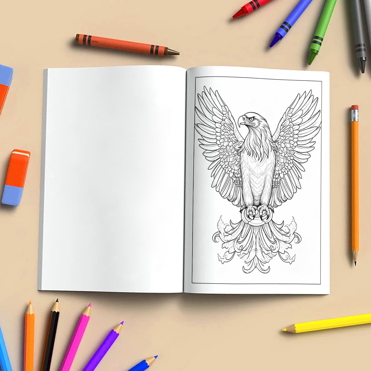 Regal Eagles Mandala Coloring Pages – 60 Bold Line Art Designs for Adults