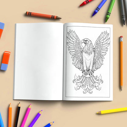 Regal Eagles Mandala Coloring Pages – 60 Bold Line Art Designs for Adults