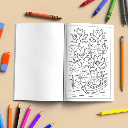 Global Blooms – Flower Coloring Pages – 48 Pages – Iconic Blossoms from Japan, Vietnam, Holland & More – For Adults