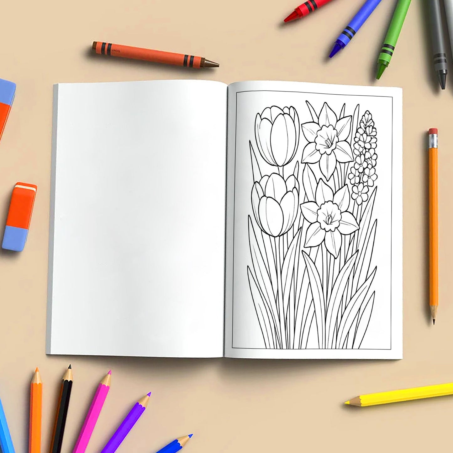 Elegant Flower Garden – Flower Coloring Pages – 48 Pages – Botanical, Calm, Relaxing Designs – For Adults