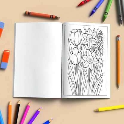 Elegant Flower Garden – Flower Coloring Pages – 48 Pages – Botanical, Calm, Relaxing Designs – For Adults