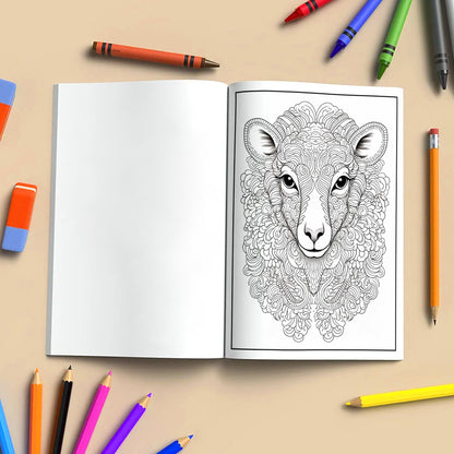 Mystic Horns Mandala Coloring Pages – 48 Intricate Animal Designs for Adults