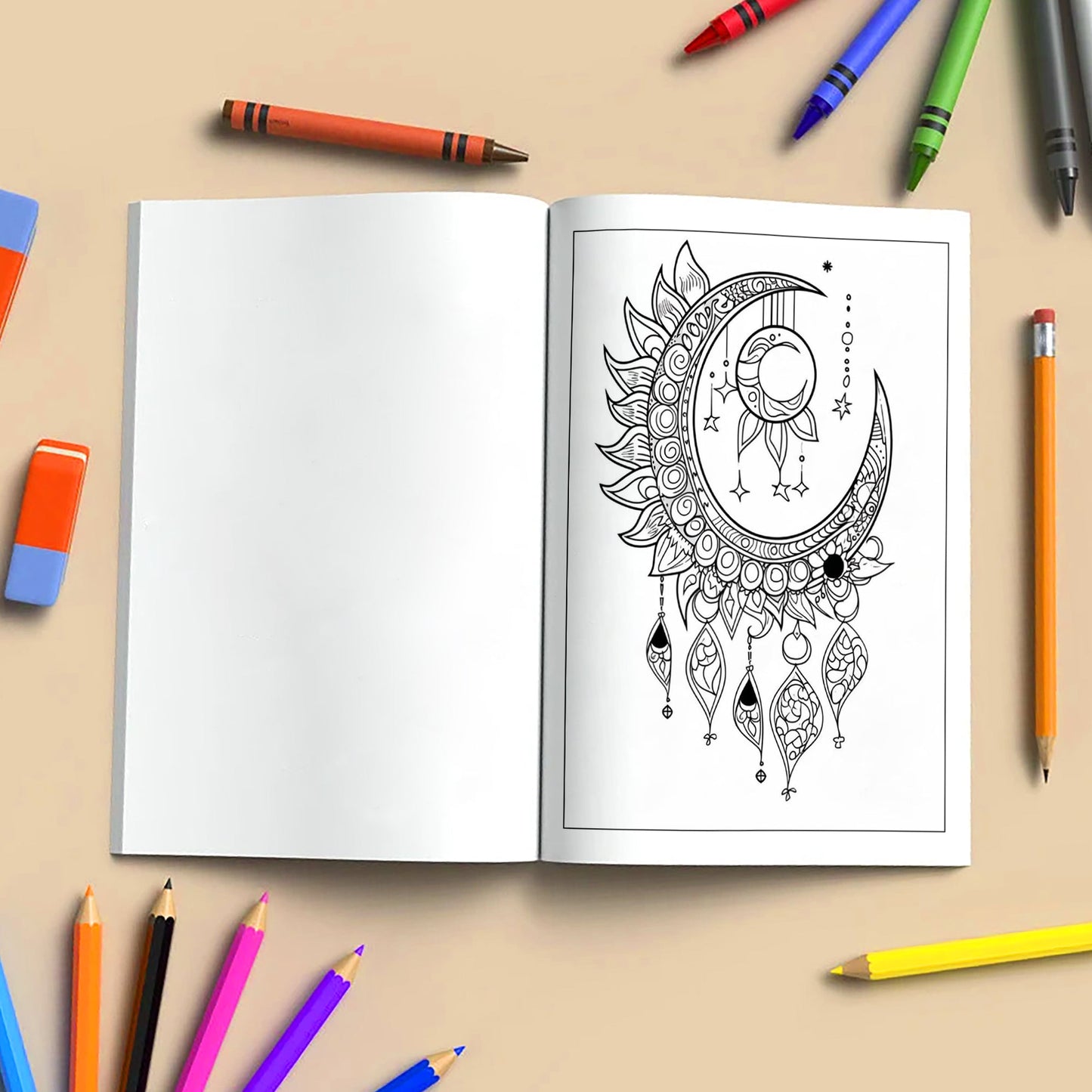 Starlit Zodiac Dreams Coloring Pages – 48 Pages – Moon, Stars & Horoscope Symbols for Adults