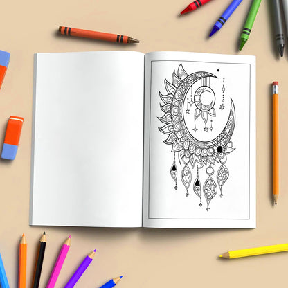 Starlit Zodiac Dreams Coloring Pages – 48 Pages – Moon, Stars & Horoscope Symbols for Adults