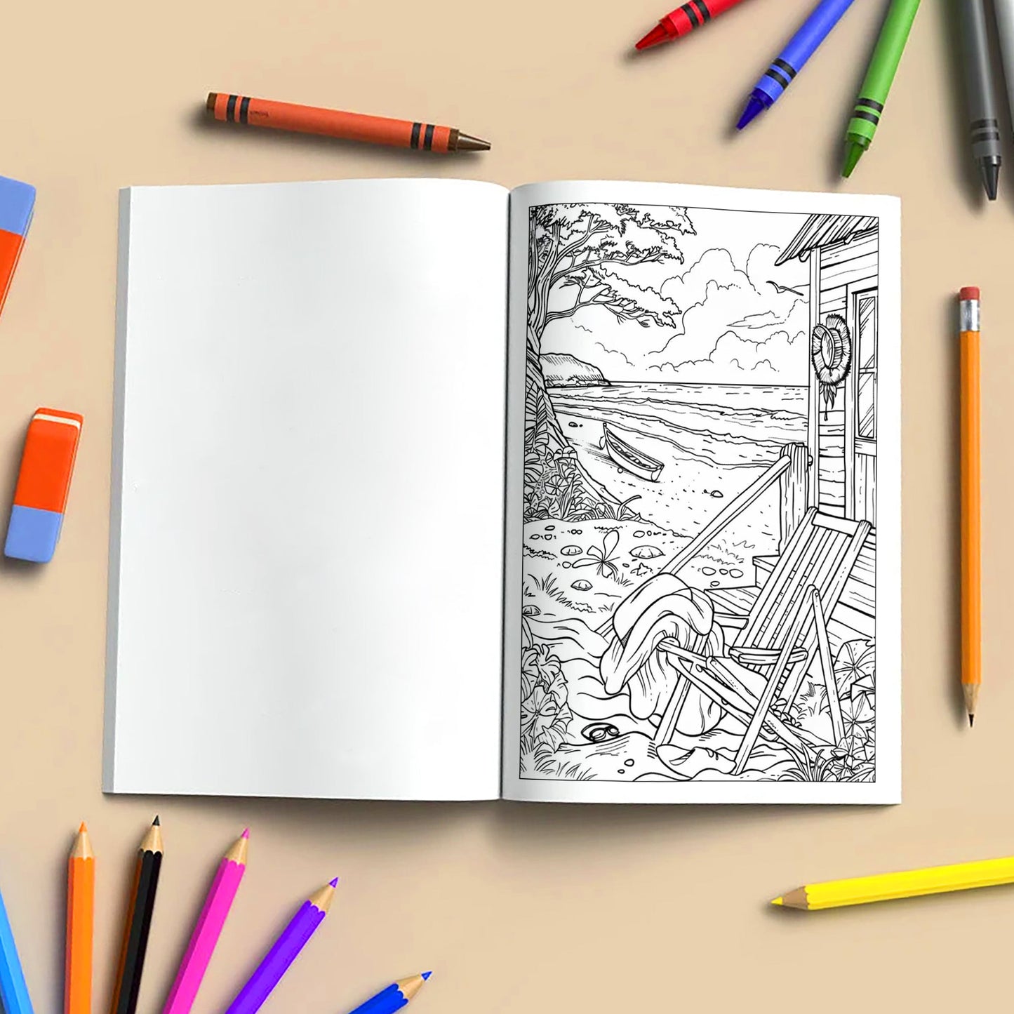 Relaxing Hawaii Shores Coloring Pages – 48 Serene Coastal Views for Adults