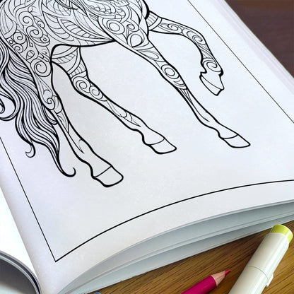 Majestic Horse Mandalas Coloring Pages – 48 Elegant Line Art Designs for Adults