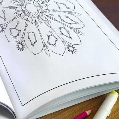 Cosmic Zodiac Coloring Pages – 48 Detailed Horoscope & Planet Artworks – For Adults