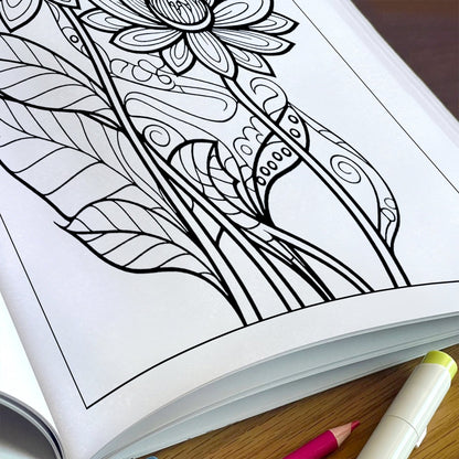 Zentangle Bloom Coloring Pages – 48 Pages – Detailed Floral Art – For Adults