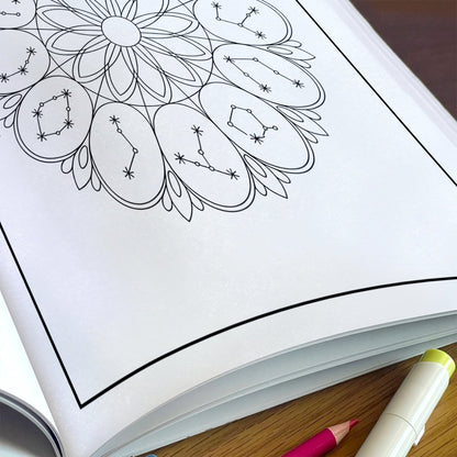 Zodiac Mandalas Coloring Pages – 48 Pages – Celestial Symbols & Constellation Designs for Adults