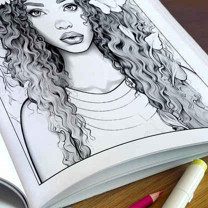 Crowned Beauty Coloring Pages – 48 Stunning Afro Woman Portraits for Adults