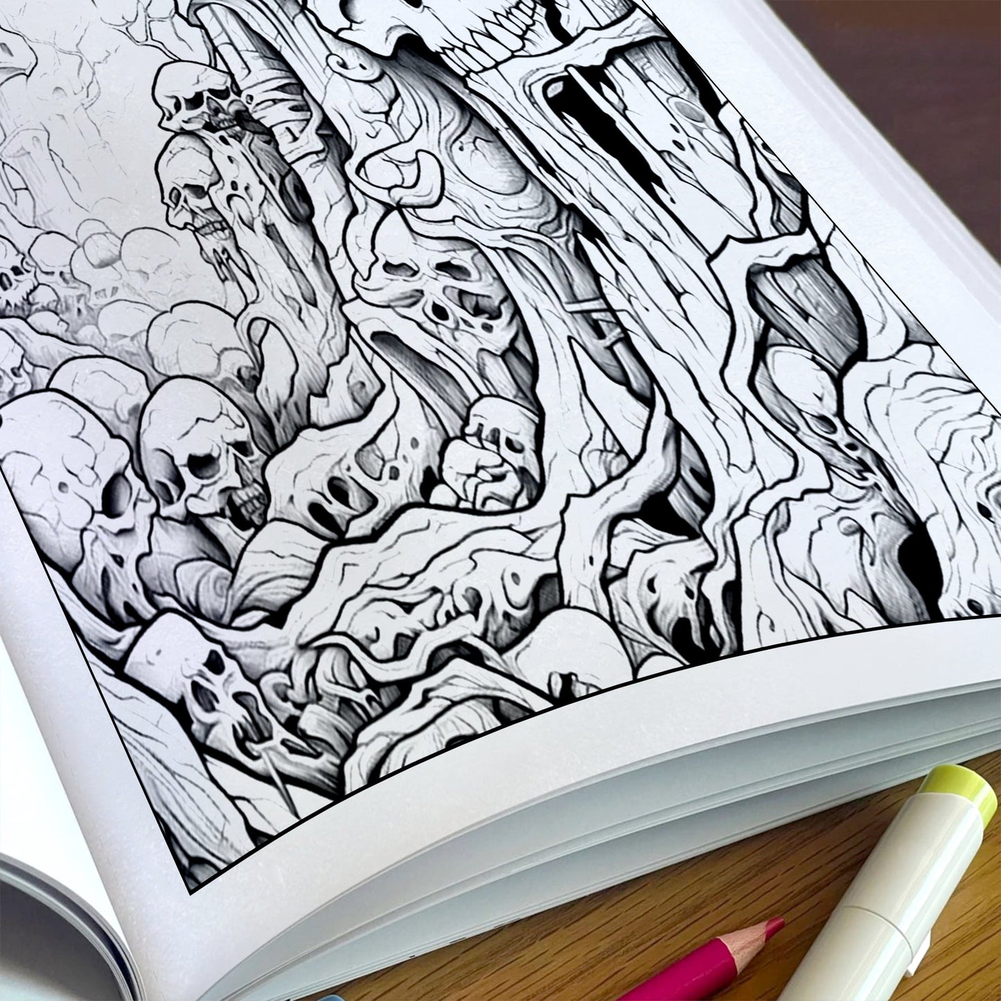 Whispers of the Dead Coloring Pages – 48 Gothic Skull Designs – For Adults