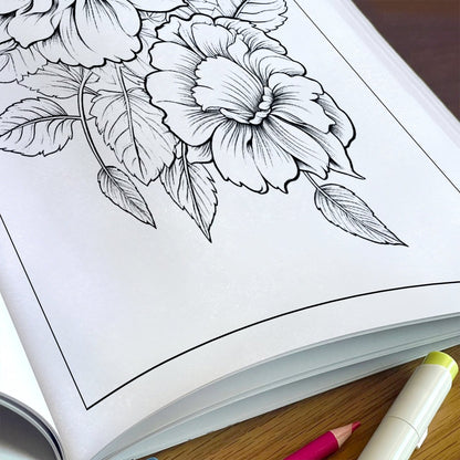 Garden Grace Coloring Pages – 48 Beautiful Flower Line Art Designs for Adults