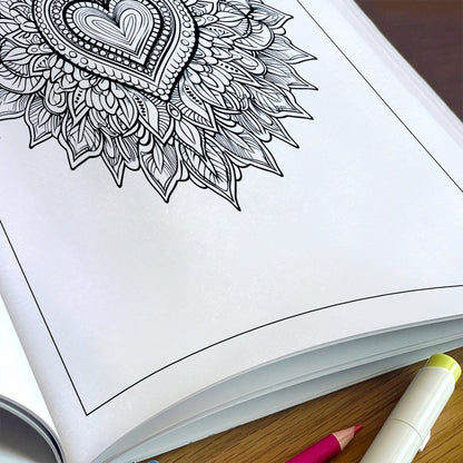 Heartful Blossoms Coloring Pages – 48 Mandala Flower Hearts for Adults