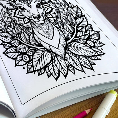 Forest Majesty – Deer Mandala Art Coloring Pages – 48 Pages – Intricate Forest Animal Designs – For Adults