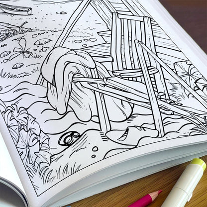 Relaxing Hawaii Shores Coloring Pages – 48 Serene Coastal Views for Adults