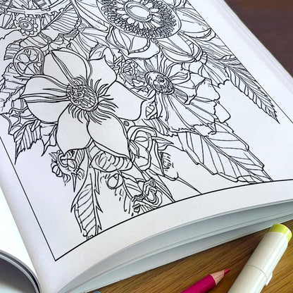 Steampunk Blooms Coloring Pages – 48 Pages – Floral Gears, Mechanical Flowers, Intricate Design – For Adults