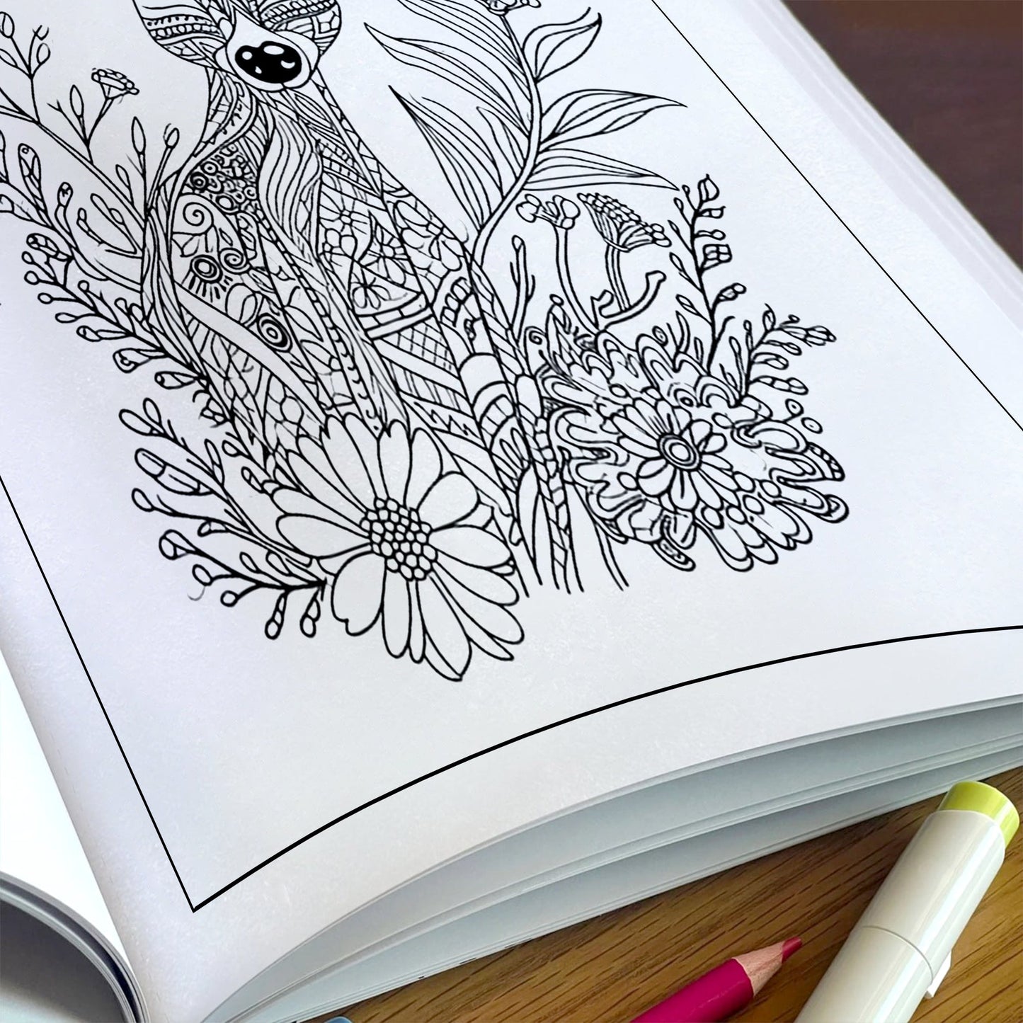 Wild Blooms Coloring Pages – 48 Pages – Intricate Flowers, Animals, Nature Patterns – For Adults