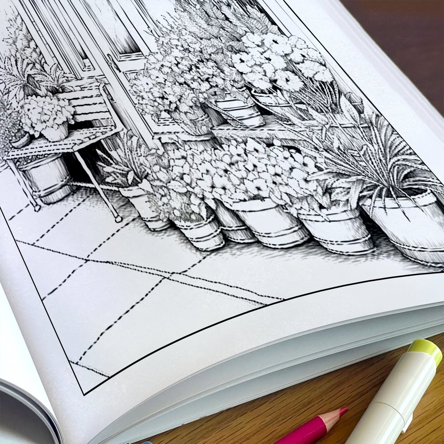 Floral Street Charm Coloring Pages – 48 Relaxing Flower Scenes for Adults