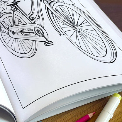 Bicycle Blossoms Coloring Pages – 48 Beautiful Bike & Floral Sheets – For Adults
