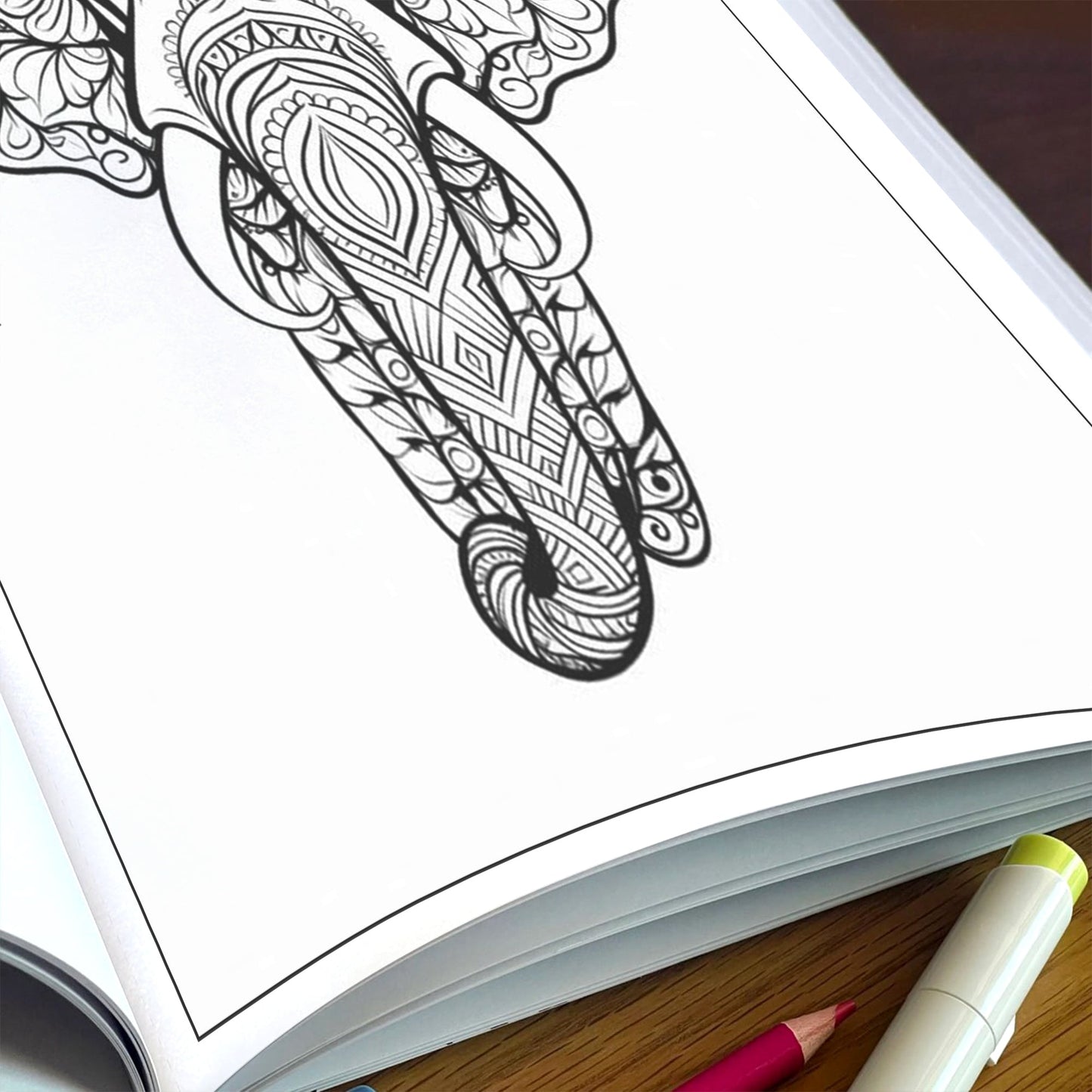 Majestic Elephants Mandala – Animal Coloring Pages – 48 Pages – Ornate Animal Designs, Bold Lines, Stress Relief – For Adults