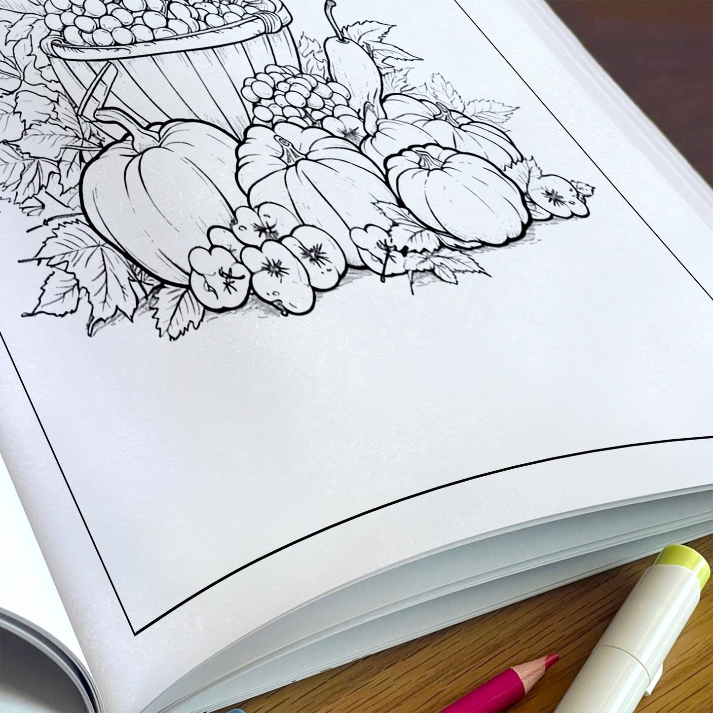 Pumpkin Bloom Delight Coloring Pages – 48 Pages – Pumpkins, Autumn Flowers, Harvest Garden Designs – For Adults