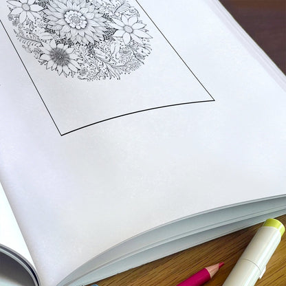 Radiant Blooms Coloring Pages – 48 Pages – Floral Mandala Patterns, Garden Flowers – For Adults