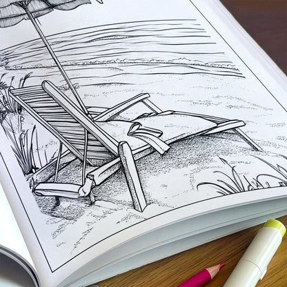 Tropical Calm Coloring Pages – 48 Peaceful Hawaii Coastline Illustrations for Adults