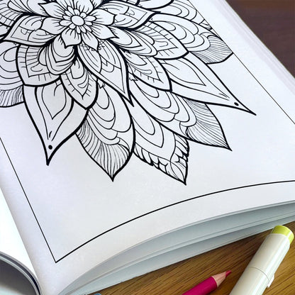 Tranquil Blooms Zen Coloring Pages – 48 Pages – Lotus Flowers, Calm Mandalas, Nature Harmony – For Adults