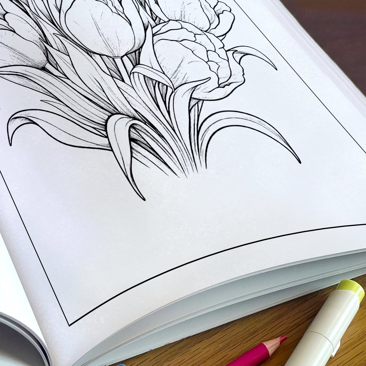 Tulip Whispers Coloring Pages – 48 Relaxing Floral Illustrations for Adults