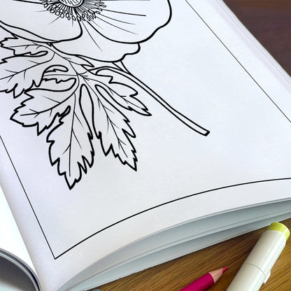 Petal Grace Coloring Pages – 48 Pages – Minimalist Flowers, Clean Line Art – For Adults