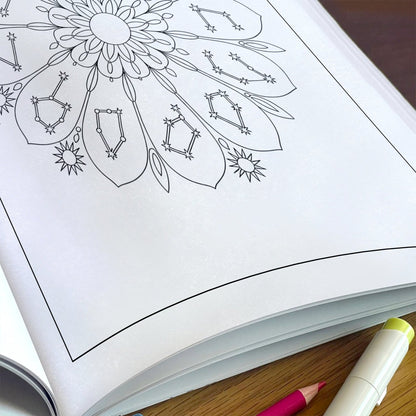 Zodiac Garden Coloring Pages – 48 Pages – A Whimsical Astrology Coloring Book – For Adults