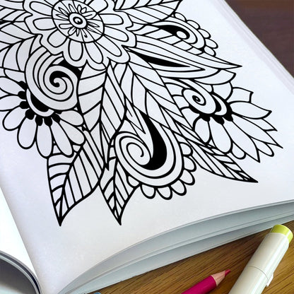 Floral Tangles – Flowers Zentangle Coloring Pages – 48 Pages – Abstract, Relaxing, Intricate Line Art – For Adults